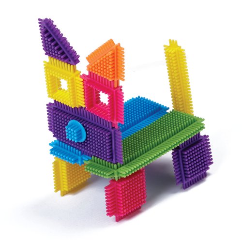 Edushape Magic Brix Interlocking Baby Building Blocks - 72 Pcs Toddler Blocks Interlocking Bricks in Reusable Storage - Stacking Blocks for Toddlers 3-5 with Travel Platform Fit for Play On The Go