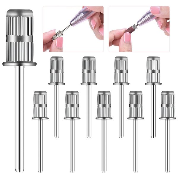 Rolybag 10 Pieces nail drill heads nail drill bits sanding band shaft 3/32 inch nail drill bits mandrels for electric file nail sanders manicure pedicures home salon & spa