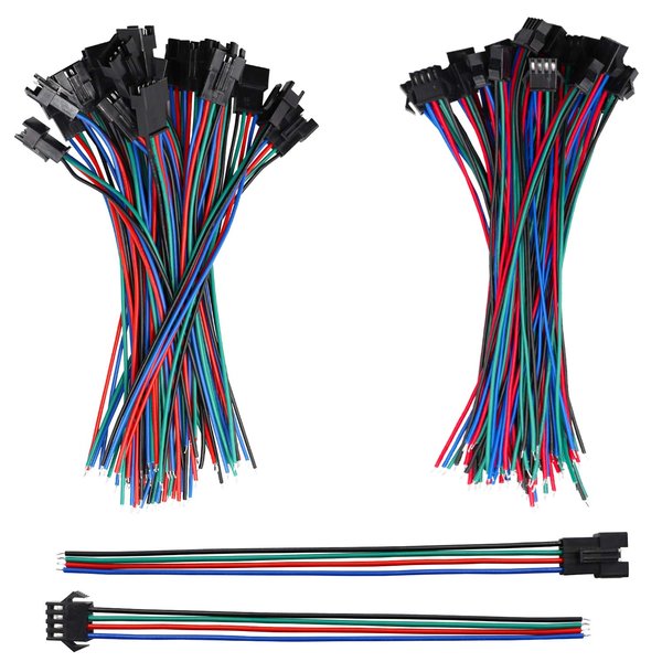 mxuteuk 20 Pairs 22 AWG JST SM Plug 4 Pin Male to Female LED Wire Connector Adapter Electrical Cable 150mm for Led Strip 5050 3528 SM-4P