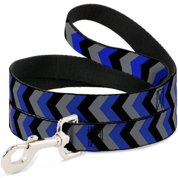 Dog Leash Chevron Blue Black Gray 4 Feet Long 1.5 Inch Wide