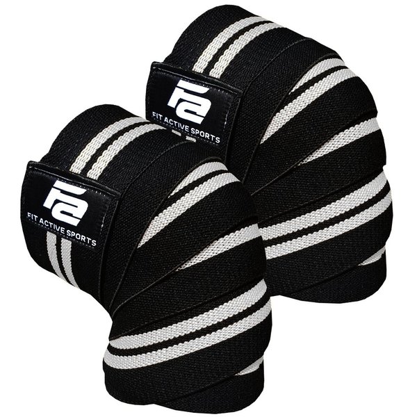 Fit Active Sports Knee Wraps (Pair) for Weightlifting, Powerlifting, & Cross Training