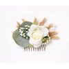 Green eucalyptus leaves white rose ivory pampas grass floral hair comb, white rose ivory pampas grass rustic hair piece