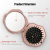Travel Folding Hair Brush, Mini Pocket Mirror Brush Easy to Carry for Small Spaces Nylon Brush/Comb/HairBrush for Women Men's Any Hairstyles Hair and Beards Wet Dry Hair Restore Shine
