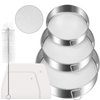 6 Pieces Tamis Flour Sieve Set 6 Inch 8 Inch 10 Inch Flour Sieve 60 Mesh Stainless Steel Round Sifter for Baking with Dough Scraper and Cleaner Brush