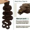 Samvida Tape Hair Extensions #2 Dark Brown Human Hair Seamless Tape in Body Wave Extensions 60grams 20pcs/pack 22" Soft Wavy Dark Brown Real Hair Glue in Extensions…