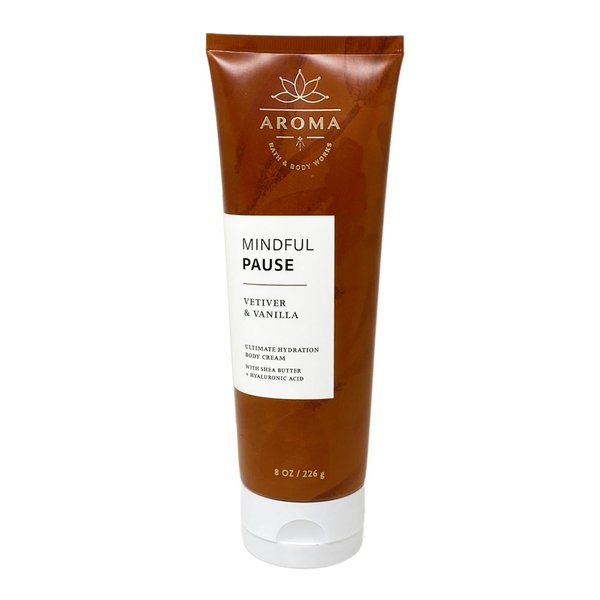 Bath and Body Works Body Care Aromatherapy Moisturizing Body Cream w/Essential Oils - 8 oz Many Scents (Vetiver Vanillat)
