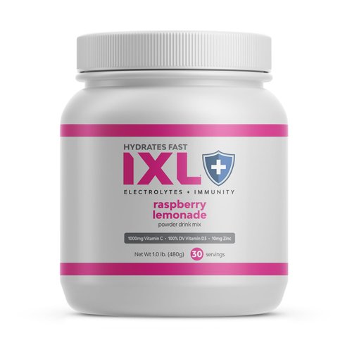 IXL® Electrolytes + Immunity - 480g Tub, Hydrates Fast, Powerful Immune Boosters, Potassium Rich, Amino Acids, Raspberry Lemonade, Powder Drink Mix