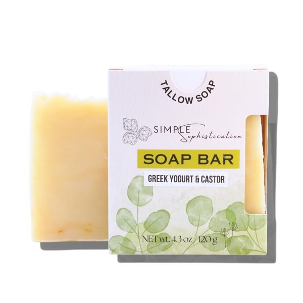 Simple Sophistication Tallow natural soaps (Greek yogurt and castor oil) (2 count) 4.3 oz/bar