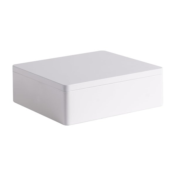 Tianhui Food Storage Containers Tin Box with Airtight Lids Kitchen Pantry Organization Metal Box, Ivory White, Square