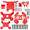 ShareGoo Aluminum Front Bumper Shock Tower Mount Rear Wing Compatible with WLtoys 144001 144010 124016 124017 124018 124019 RC Car Upgrade Parts (Red)