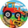 Multicolored Construction Party Round Dessert Plates, 7" (8-Pack) - Perfect for Kids' Birthdays & Building-Themed Bash