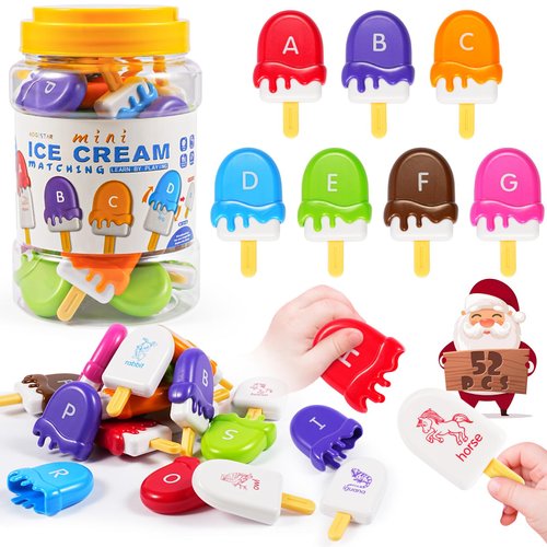 CPSYUB Alphabet Learning Toys for Toddle Ice Cream ABC Matching Toys Color Sorting Set Preschool Educational Montessori Toy Smart Sorting Toys Upper Lowercase Toy for 2 3 4 5+ Kids