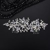 Teyglen Bride Wedding Rhinestone Hair Comb Bridal Crystal Headpiece Silver Crystal Wedding Headband with Comb Handmade Leaf Hair Piece Hair Accessories for Women Girls (Silver)