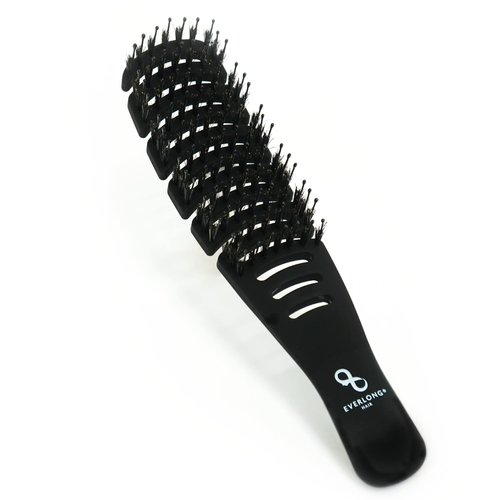 Flex Boar Bristle Brush by Everlong Hair, Flexible Brush for Detangling Wet or Dry Hair, For All Hair Types, Safe for Extensions & Wigs