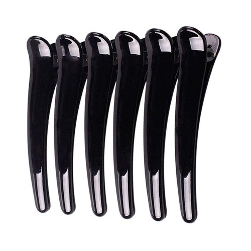 Fodattm 12PCS Professional Hairdressing Salon Duckbill Clip Plastic Non Slip Alligator Hairpin Simple Hairgrip Hair Clip Hair Barrettes for Hair Styling and Sectioning (Length -3.7in, Black)