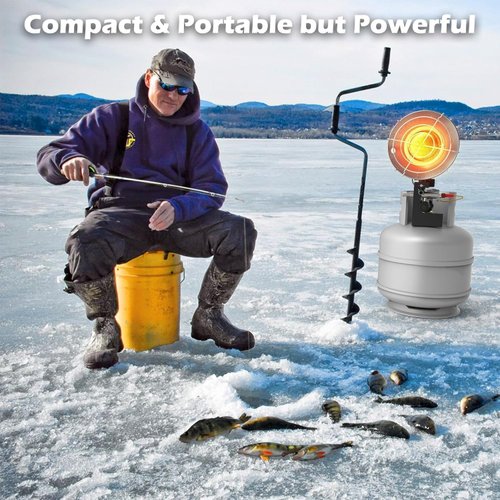 Buyplus Propane Heater 15,000BTU, Portable Outdoor Propane Heater with 3 Adjustable Modes & Safety Shut-off Valve, Single Tank Top Tent Heaters for Camping, Fishing, Outdoor Use, Silver