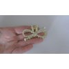 Generic Small/medium gold metal pearl and crystal bow shaped hair claw clip