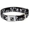 Buckle-Down Seatbelt Buckle Dog Collar - Butterfly Garden2 Black/White - 1.5" Wide - Fits 16-23" Neck - Medium