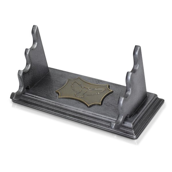 HOTCAN Wooden Magic Wand Holder and Display Stand - Mystical Fusion of Beech Wood and Metal - Owl Emblem Accent - 3 Slots