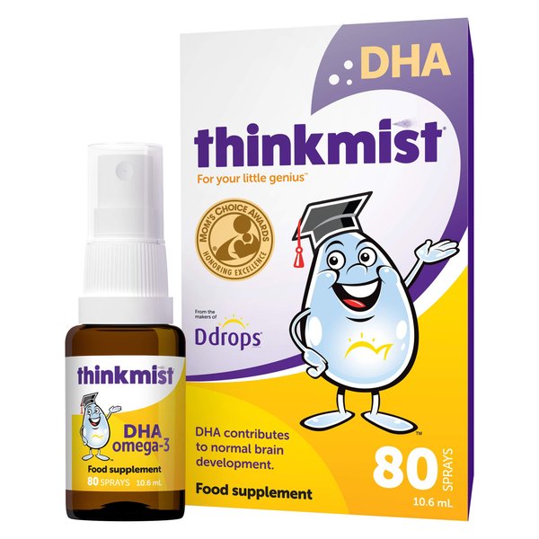 Thinkmist Kids DHA Omega-3, 80 Sprays - Daily Liquid Omega-3 Supplement - Supports Healthy Brain Function & Vision. No Sugary Gummies, Non-GMO