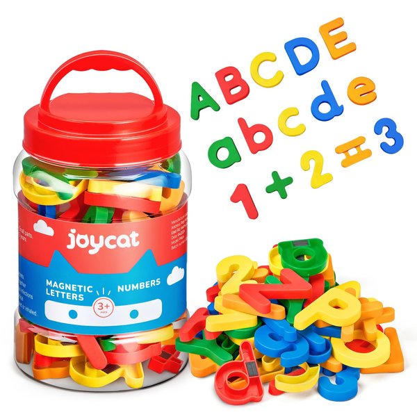JoyCat 78 Pieces Magnetic Letters Numbers Alphabet Fridge Magnets ABC 123 Preschool Educational Learning Plastic Colorful Toy Set Uppercase Lowercase Math Symbols for Toddlers Kids