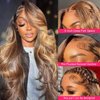 Yeeaak 13x6 Lace Front Wigs Human Hair 13x6 Highlight Ombre Body Wave HD Lace Frontal Wig for Women Pre Plucked With Baby Hair 180% Density Glueless Brown Honey Blonde Wig 4/27 Color 26Inch