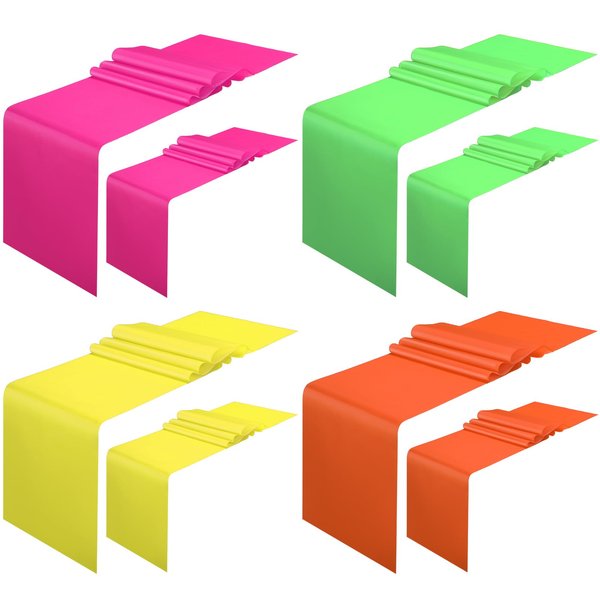 Newwiee 8 Pcs Neon Glow Party Table Runner Neon Party Supplies for Neon Party Supplies Fluorescent Neon Birthday Wedding Party Favors Kitchen Table Decorations, 70.87 x 11.81 Inch
