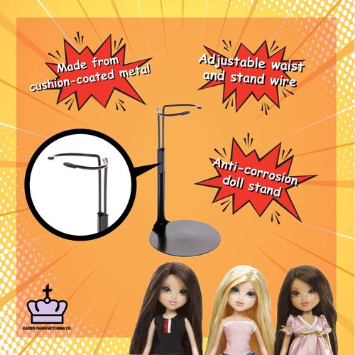 Kaiser Black 2075 - Action Figure Stand with Expandable Waist Wire for 6.5"-11" Dolls - 12 pcs