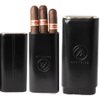 Mantello Black Leather Cigar Case with Interior Cedar Lining