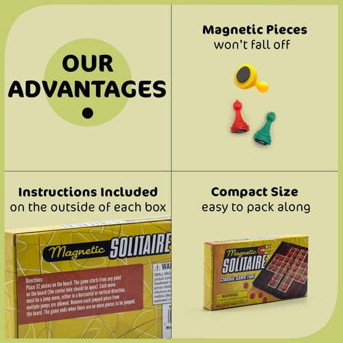 Srenta 5” Mini Magnetic Board Games, Compact Travel Design Set, Includes 12 Different Retro Board Games, Best Gift Idea for Kids,