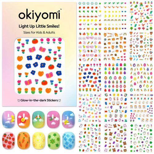 15 Sheets of Nail Stickers for Kids - 700 Cute Designs - Nail Decorations for Nail Art - Nail Art Decals - Toddler Nail Stickers - Bunny Nail Stickers - Nail Sticker Kids - Glow in The Dark