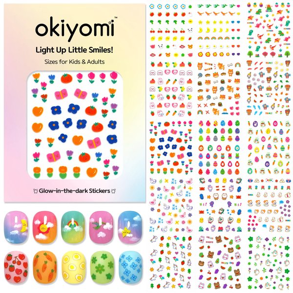15 Sheets of Nail Stickers for Kids - 700 Cute Designs - Nail Decorations for Nail Art - Nail Art Decals - Toddler Nail Stickers - Bunny Nail Stickers - Nail Sticker Kids - Glow in The Dark