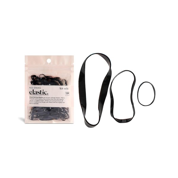 Kitsch No Snag Small Hair Ties - Elastic Rubber Bands for Hair | Women's Hair Elastics - 1 pack, 100pcs (Black)