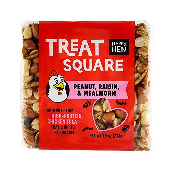 Happy Hen Treats 7.5 Oz. Square-Mealworm And Peanut, 4.25" By 4.25" By 1.25"