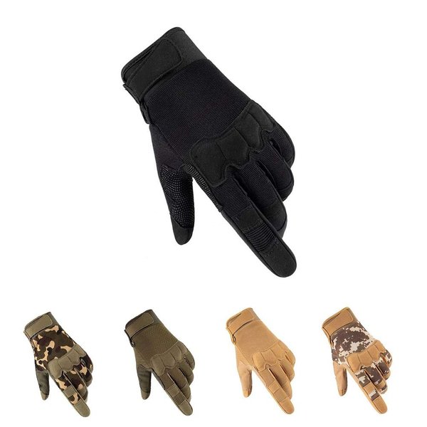 HYCOPROT Full Finger Tactical Gloves, Touch Screen Knuckle Protective Breathable Lightweight Outdoor Military Gloves for Shooting, Hunting, Motorcycling, Climbing (Small, Black)