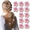 NAISKA 12 Pcs Flower Hair Claw Clips Mini Cute Hair Pins Sweet Crystal Hair Clips Decorative Non-slip Hair Clips Hair Accessories for Women Girls (Purple)