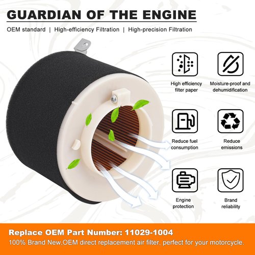 FHSJXR 11029-1004 Air Filter 49065-2078 Oil Filter Spark Plug Fuel Filter Tune Up Kit for Kawasaki Mule 500 520 550 600 610 2500 2510 2520 KAF300 KAF400 KAF620A KAF620B Mule SX 4x4 SE