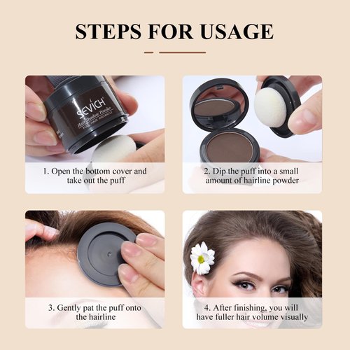 Sevich Hairline Powder，Instantly Conceals Hair Loss, Root Touch up Powder, Hair Shadow Toppers for Women & Men, Touch Up for Thinning Gray Hair, Windproof & Sweatproof, Dark Brown