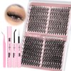 Yawamica Lash Extension Kit Wispy Lash Clusters Kit 30D 40D Natural Eyelash Extension Kit 9-16mm Left & Right Premade Eyelash Clusters 280pcs with Lash Bond and Seal and Lash Tweezers