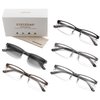 EYECEDAR 5-Pack Reading Glasses for Men Rectangular Metal Half-Frame Spring Hinges with Sun Readers Glasses Mens Readers 1.50