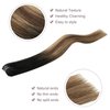 FUBILI Clip in Human Hair Extensions Balayage Natural Black to Chocolate Brown Mix Caramel Blonde Ombre Real Hair Clip on Extensions 20 Inch Natural Hair Extensions 30g 5Pcs