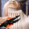 Hair Extensions Tool Set Fusion Heat Iron Connector Wand Hair Extensions Heat Tool with Fusion Glue Protector Templates Hair Clips Finger Protector 2 Bags Keratin Glue Granule Beads(Black,)