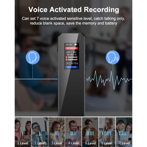 32GB Digital Voice Recorder for Lectures Meetings - Voice Activated Recorder with 2324 Hours Capacity Sound Audio Recorder Dictaphone Recording Device with Playback,MP3 Player,Variable Speed,Password