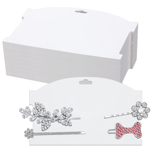 Geyee 50 Pieces Hair Clip Display Cards Hair Bow Holder Cardboard Claw Clip Organizer Display Cardboard for Hair Bow Barrettes Accessories, White