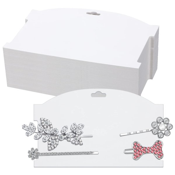 Geyee 50 Pieces Hair Clip Display Cards Hair Bow Holder Cardboard Claw Clip Organizer Display Cardboard for Hair Bow Barrettes Accessories, White