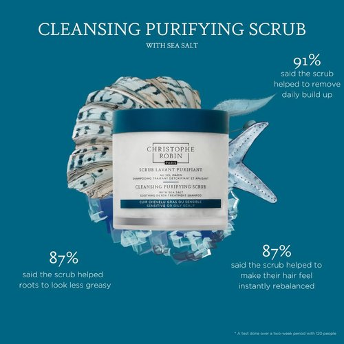 Christophe Robin Cleansing Purifying Scrub with Sea Salt for Oily and Itchy Scalp Detox 75ml (Low Dioxane) 2024 Edition