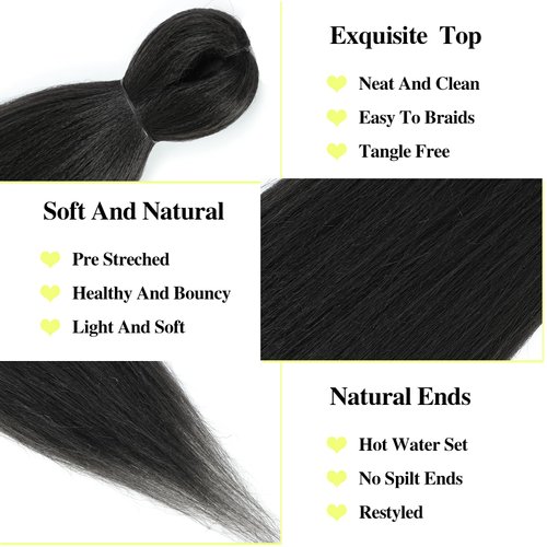 Pre Stretched Braiding Hair 18 Inch 8 Packs Long Braiding Hair Extensions Braiding Hair Pre Stretched Hot Water Setting Hair For Braids (18inch,2#)