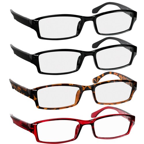 TruVision Readers - 9501HP - 4 pk - 2 Black Tortoise Red - +1.25