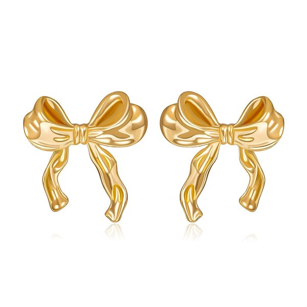 Gold Sliver Bow Earrings for Women Cute Ribbon Earrings Gold Silver Bow Knot Earring Bow Stud Earrings Birthday Party Jewelry Christmas Gifts for Women Girls
