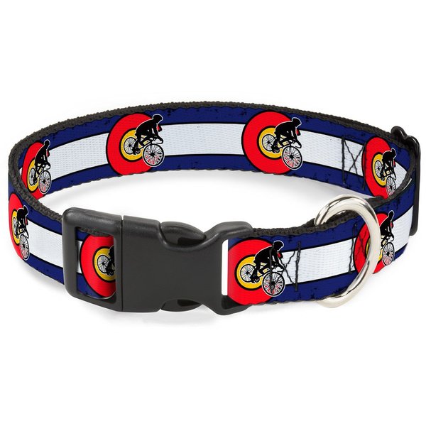 Buckle-Down Plastic Clip Collar - Colorado Biker Distressed - 1" Wide - Fits 9-15" Neck - Small